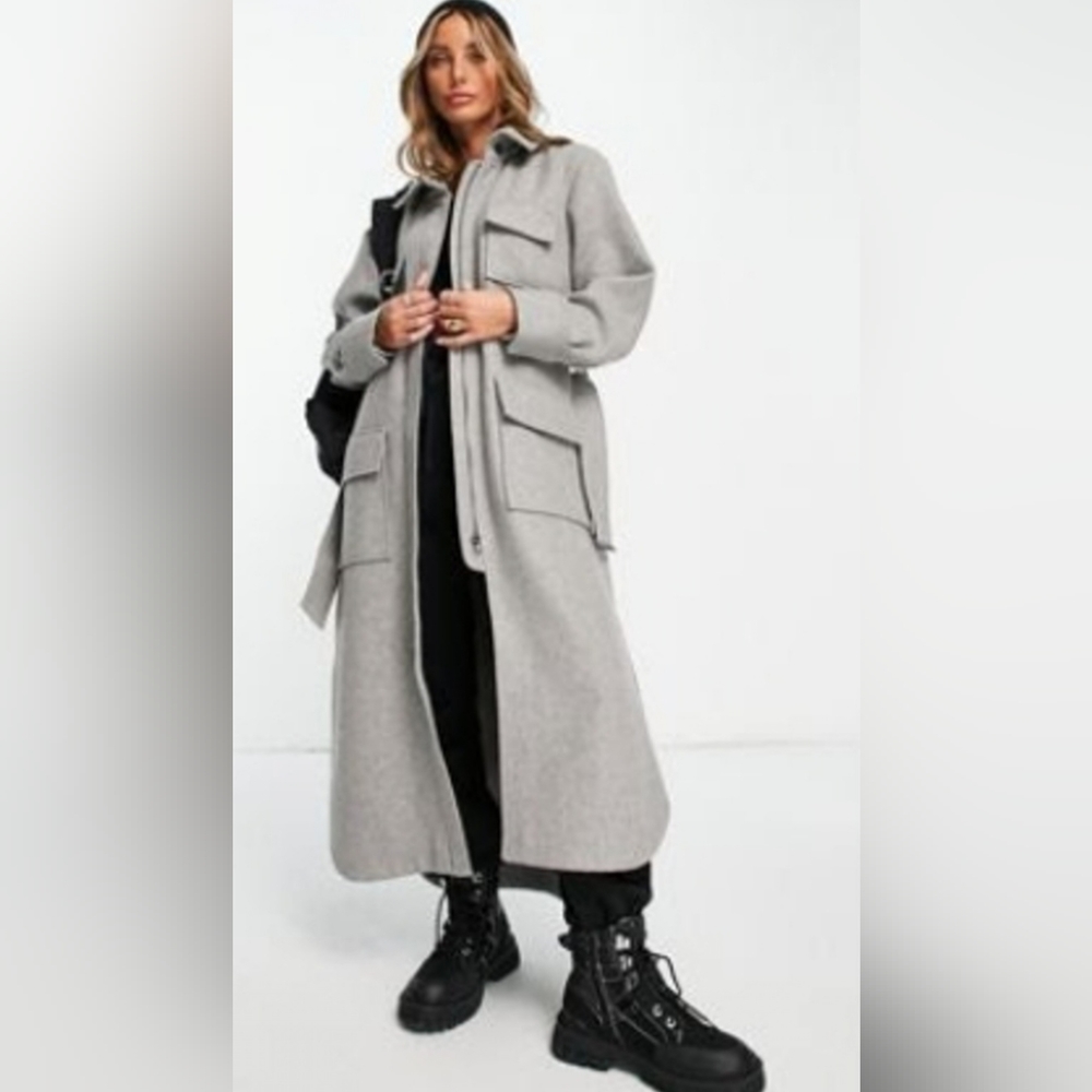 Longline belted utility coat